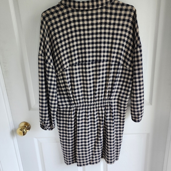 Zara Basic Tunic Black and Tan Checkered Size Medium Women's - Picture 6 of 11